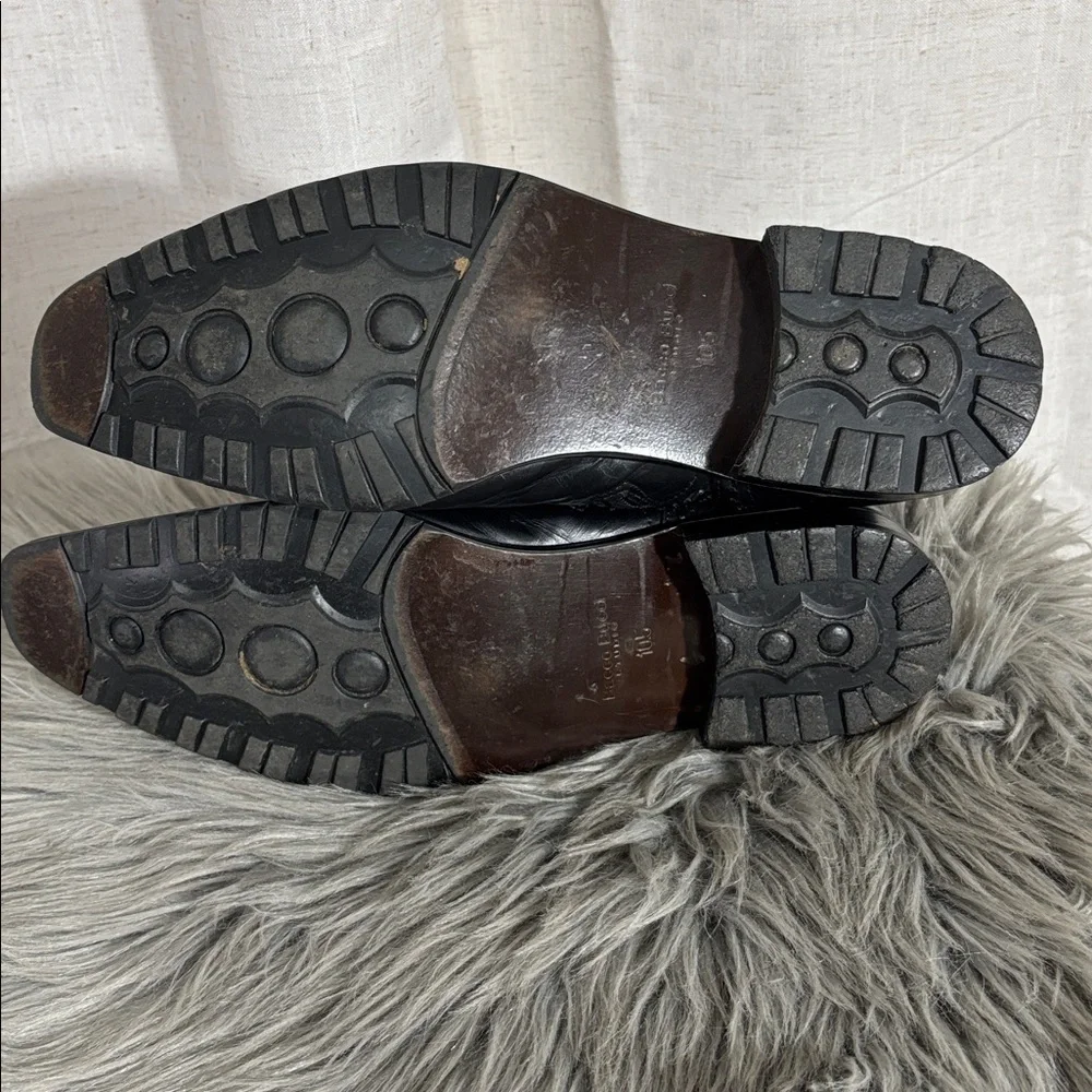 Bacco Bucci Black Leather Zip Ankle Boots